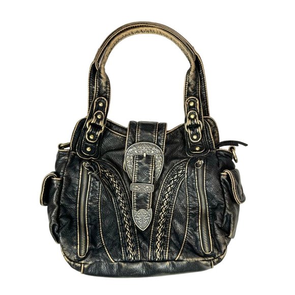 Montana West Select Buckle Collection Leather Concealed Carry Shoulder Bag Purse - Picture 1 of 16